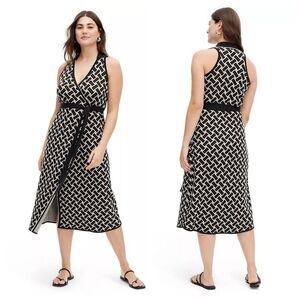 Diane Von Furstenberg For Target Knit Collared Wrap Dress Sz S Black Sleeveless